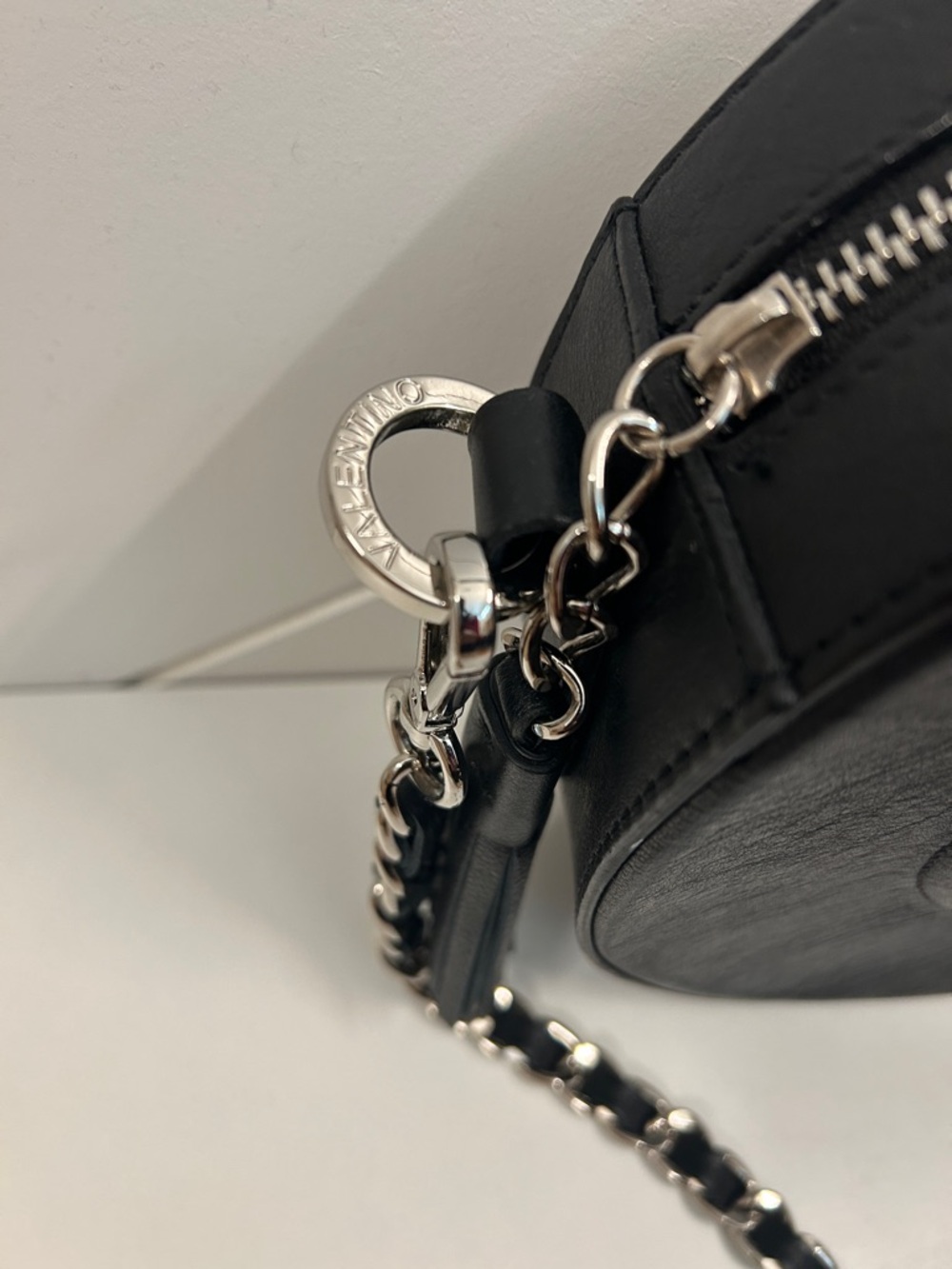 Valentina Black Round Crossbody with Chain Strap - Picture 2 of 7